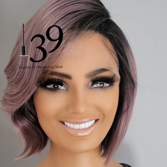 Sexy Lavender bob wig with side part - Picture 3 of 5